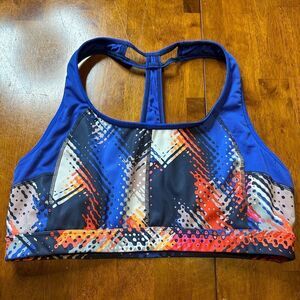 Athleta Women’s Blue Multi Color Sports Bra Stretch Athletic Size Large